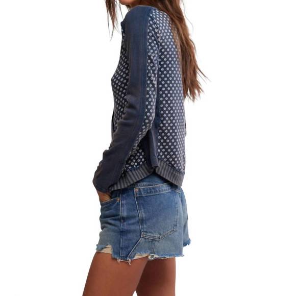 NEW FREE PEOPLE instant classic tee in indigo combo - Picture 3 of 3